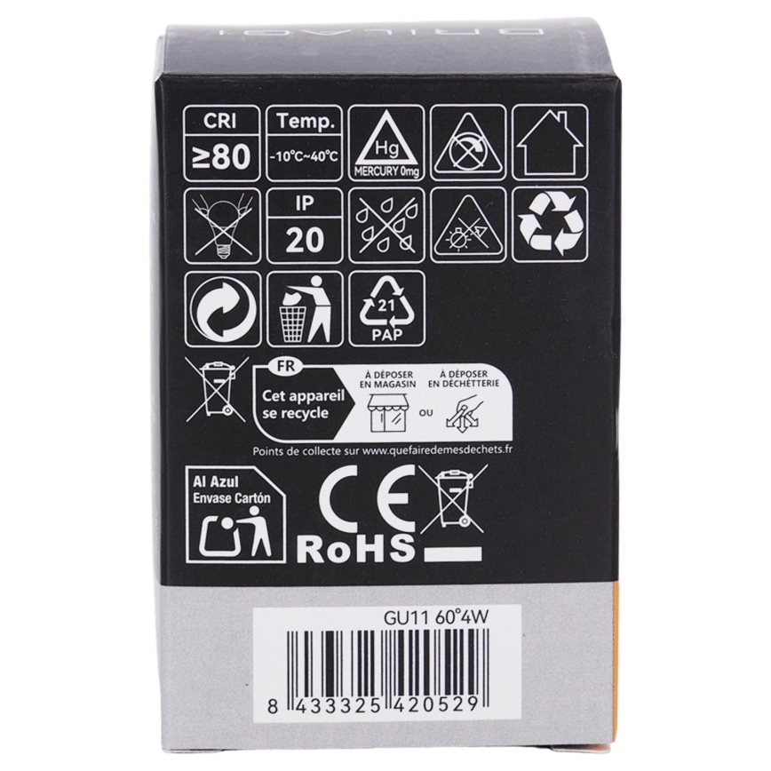 LED Žiarovka MR11 GU10/4W/230V 3000K 60° čierna - BRILAGI