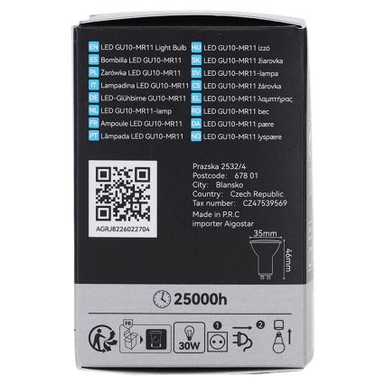 LED žiarovka MR11 GU10/4W/230V 3000K čierna - BRILAGI