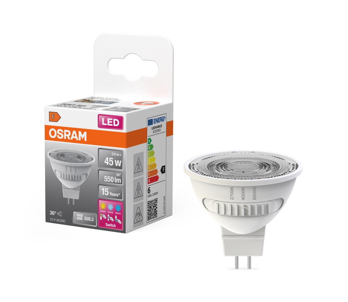 LED žiarovka MR16 GU5,3/5,6W/12V 2700/4000/6500K 36° - Osram 4099854063978