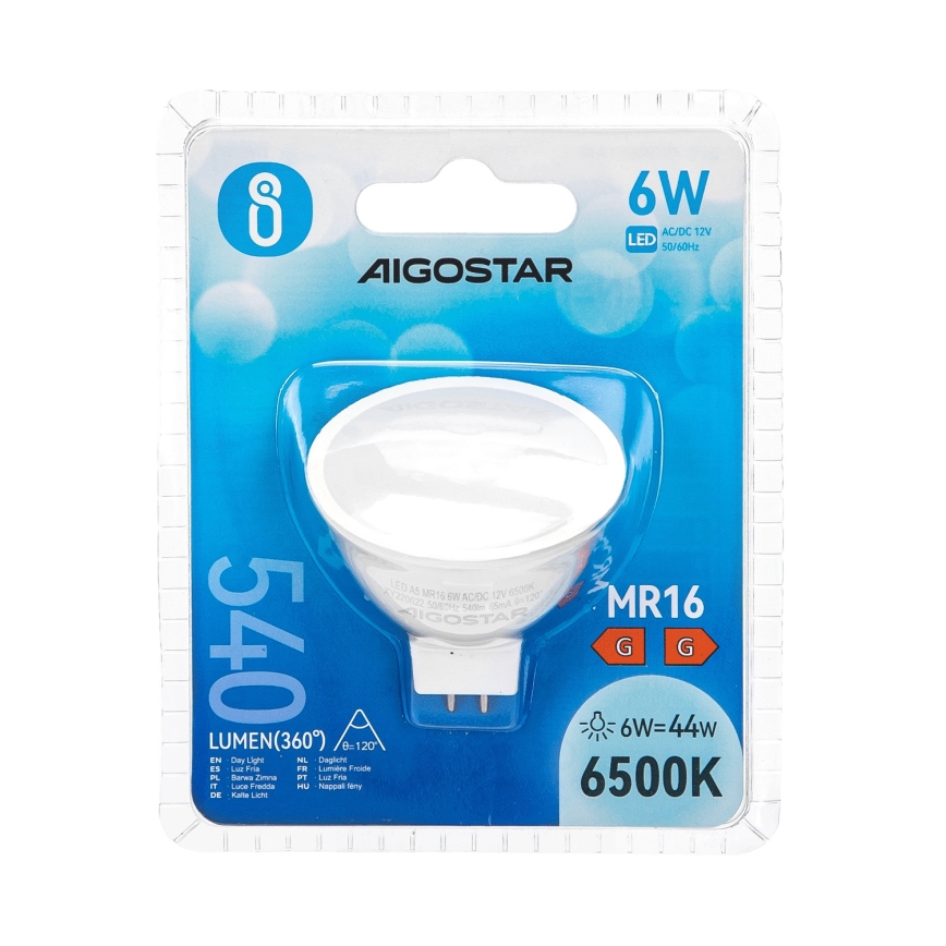 LED Žiarovka MR16 GU5,3/6W/12V 6500K - Aigostar