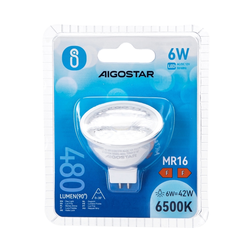 LED Žiarovka MR16 GU5,3/6W/12V 6500K - Aigostar