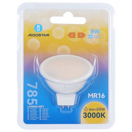 LED žiarovka MR16 GU5,3/8W/12V 3000K - Aigostar