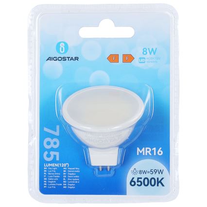 LED žiarovka MR16 GU5,3/8W/12V 6500K - Aigostar