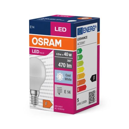 LED Žiarovka P40 E14/4,9W/230V 4000K - Osram