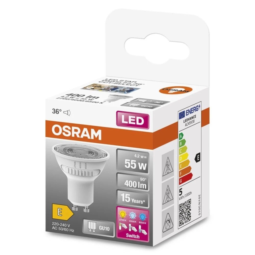 LED Žiarovka PAR16 GU10/4,2W/230V 2700/4000/6500K 36° - Osram