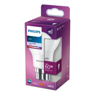 LED Žiarovka Philips A60 B22/7,5W/230V 4000K
