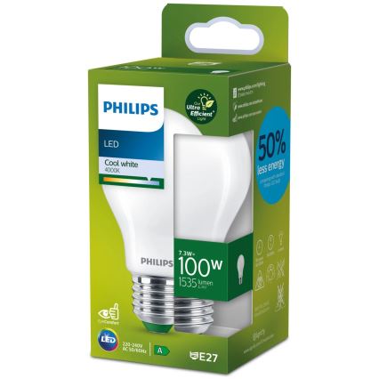 LED Žiarovka Philips A60 E27/7,3W/230V 4000K