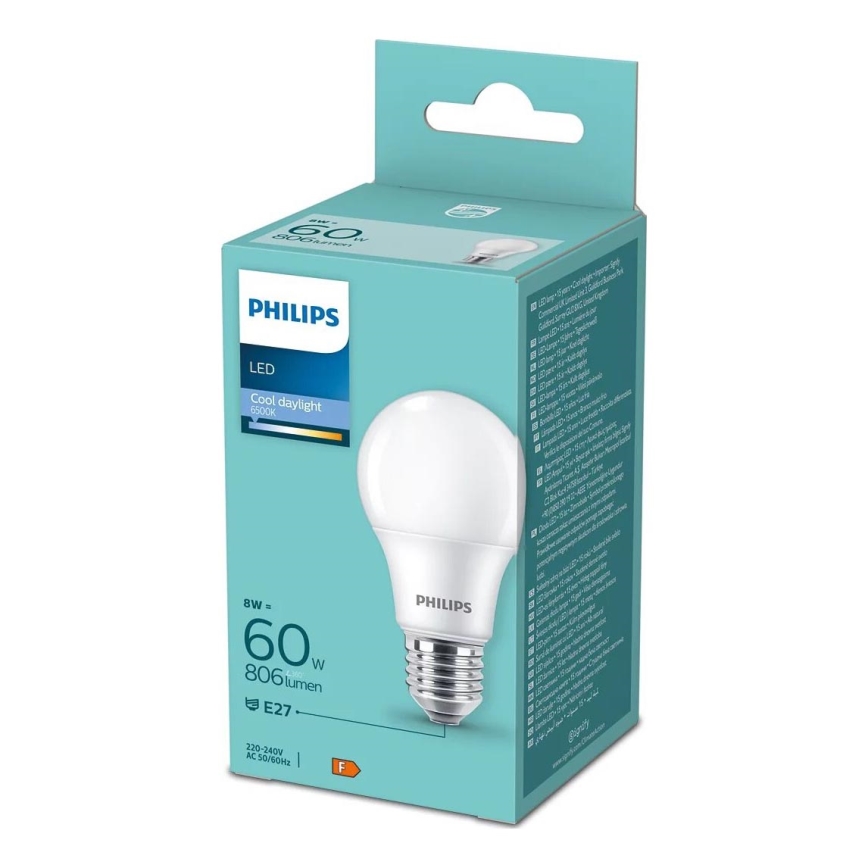 LED Žiarovka Philips A60 E27/8W/230V 6500K