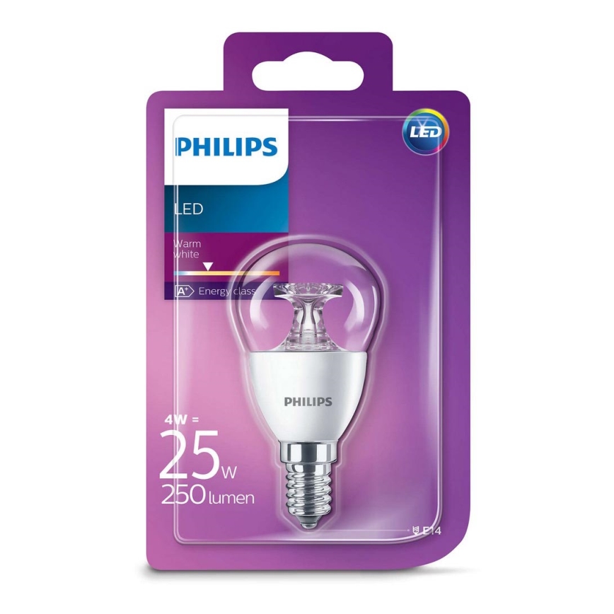 LED Žiarovka Philips E14/4W/230V - LUSTER číra