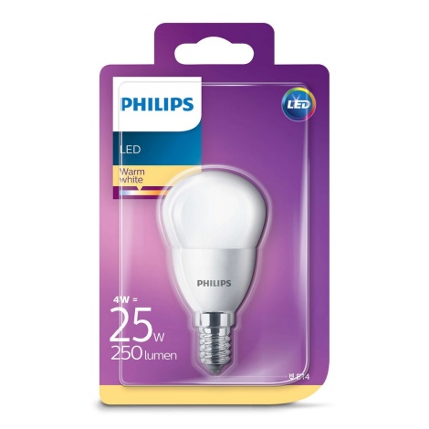 LED Žiarovka Philips E14/4W/230V - LUSTER mliečna