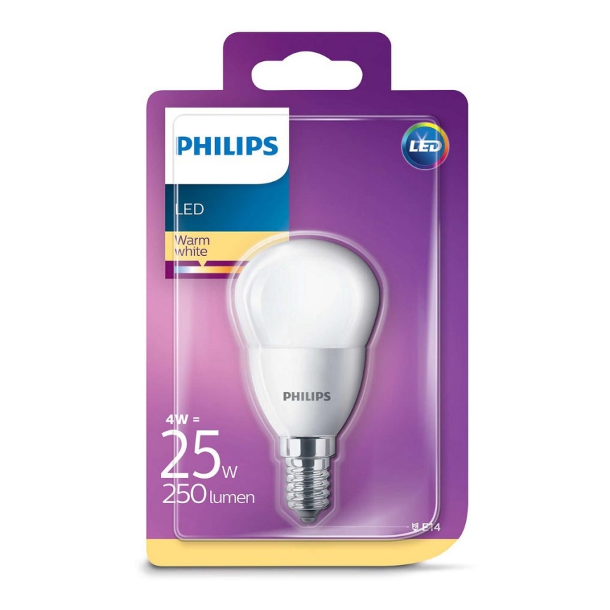 LED Žiarovka Philips E14/4W/230V - LUSTER mliečna