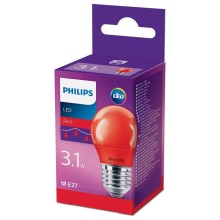 LED Žiarovka Philips E27/3,1W/230V červená