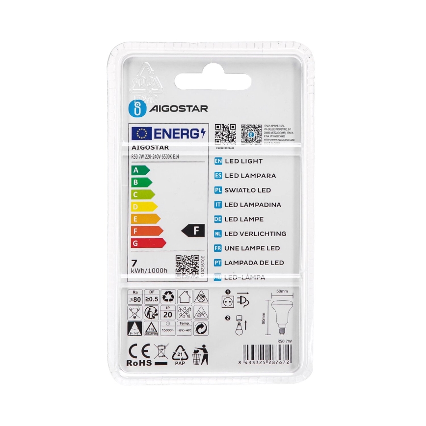 LED Žiarovka R50 E14/7W/230V 6500K - Aigostar