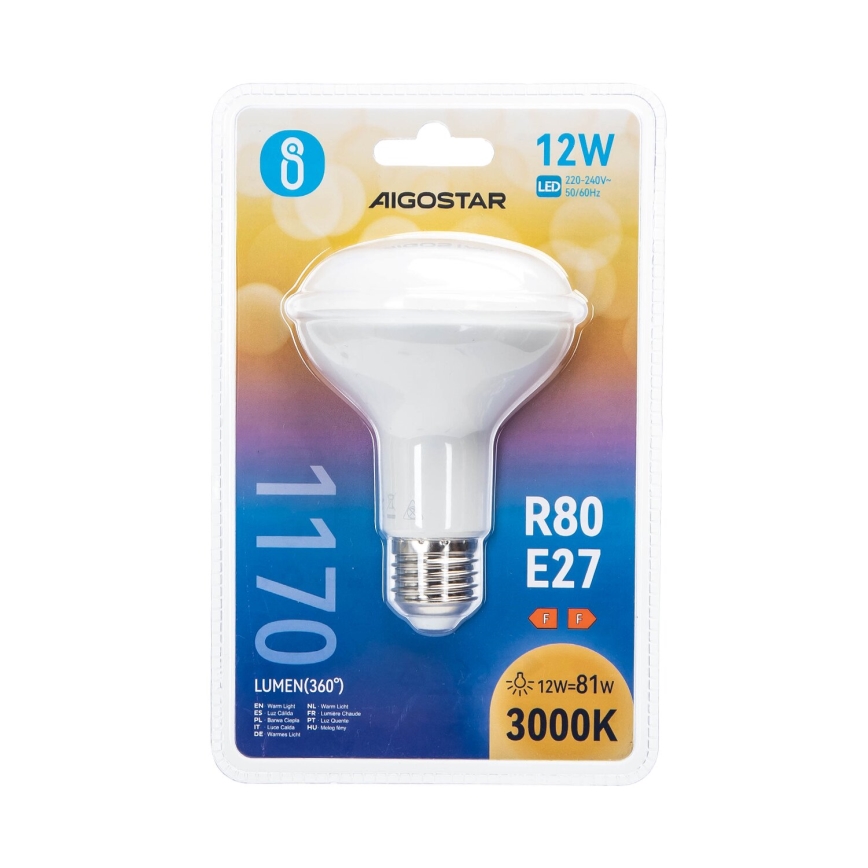 LED Žiarovka R80 E27/12W/230V 3000K - Aigostar