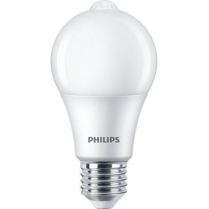 LED Žiarovka so senzorom Philips A60 E27/8W/230V 2700K