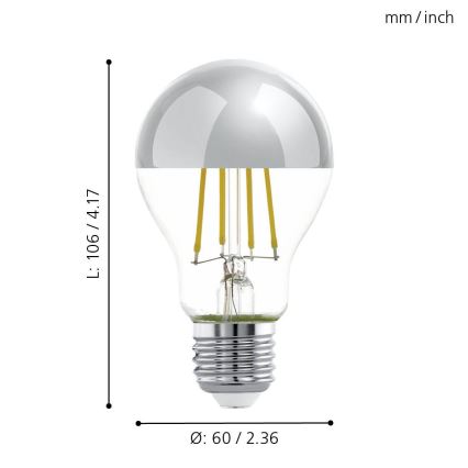 LED Žiarovka so zrkadlovým vrchlíkom A60 E27/7W/230V 2700K - Eglo 11834