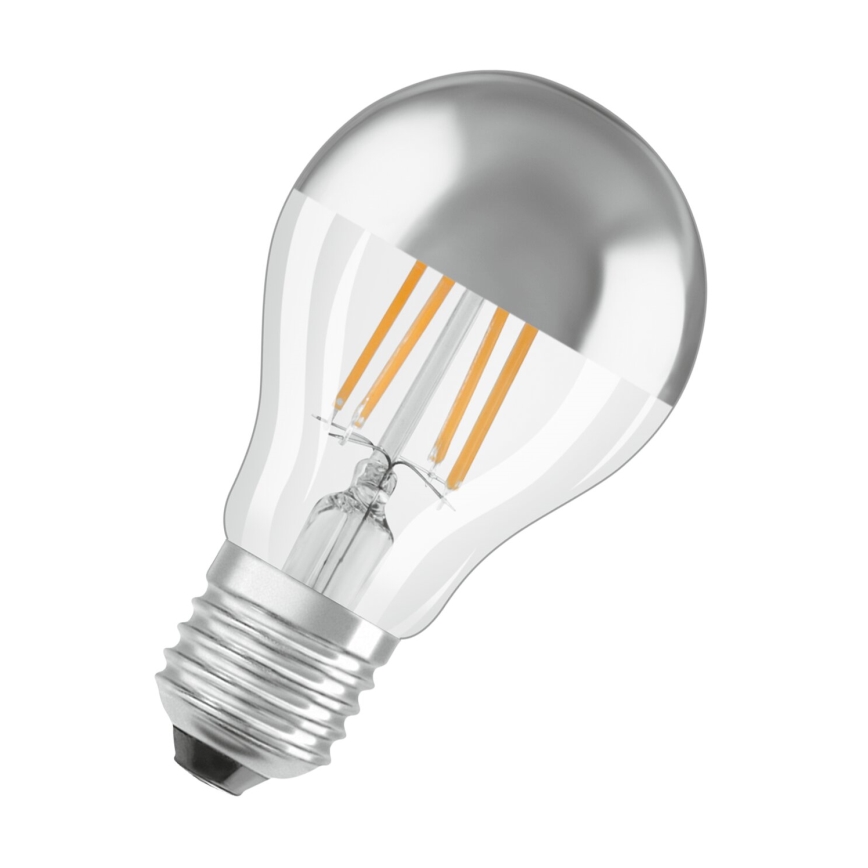 LED žiarovka so zrkadlovým vrchlíkom FILAMENT E27/6,5W/230V 2700K strieborná- Osram