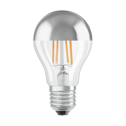 LED žiarovka so zrkadlovým vrchlíkom FILAMENT E27/6,5W/230V 2700K strieborná- Osram