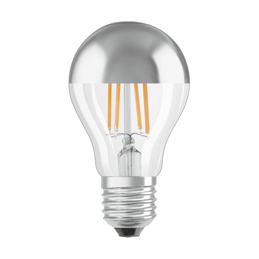 LED žiarovka so zrkadlovým vrchlíkom FILAMENT E27/6,5W/230V 2700K strieborná- Osram