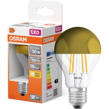 LED žiarovka so zrkadlovým vrchlíkom FILAMENT E27/6,5W/230V 2700K zlatá - Osram
