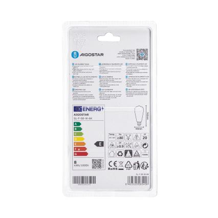 LED žiarovka ST64 E27/8W/230V 6500K - Aigostar