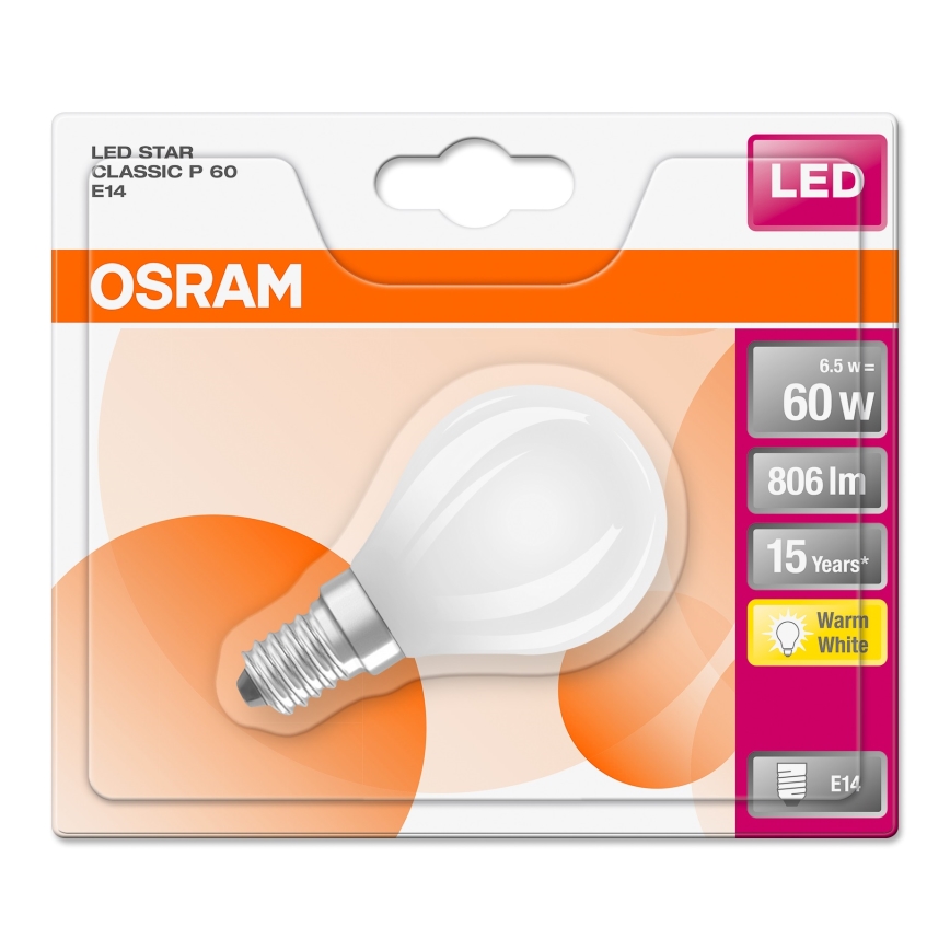 LED Žiarovka STAR E14/6,5W/230V 2700K - Osram