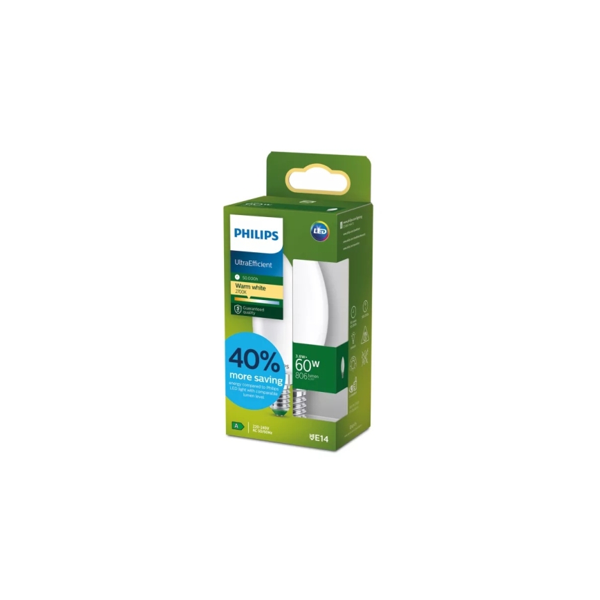LED žiarovka ULTRAEFFICIENT Philips B35 E14/3,8W/230V 2700K