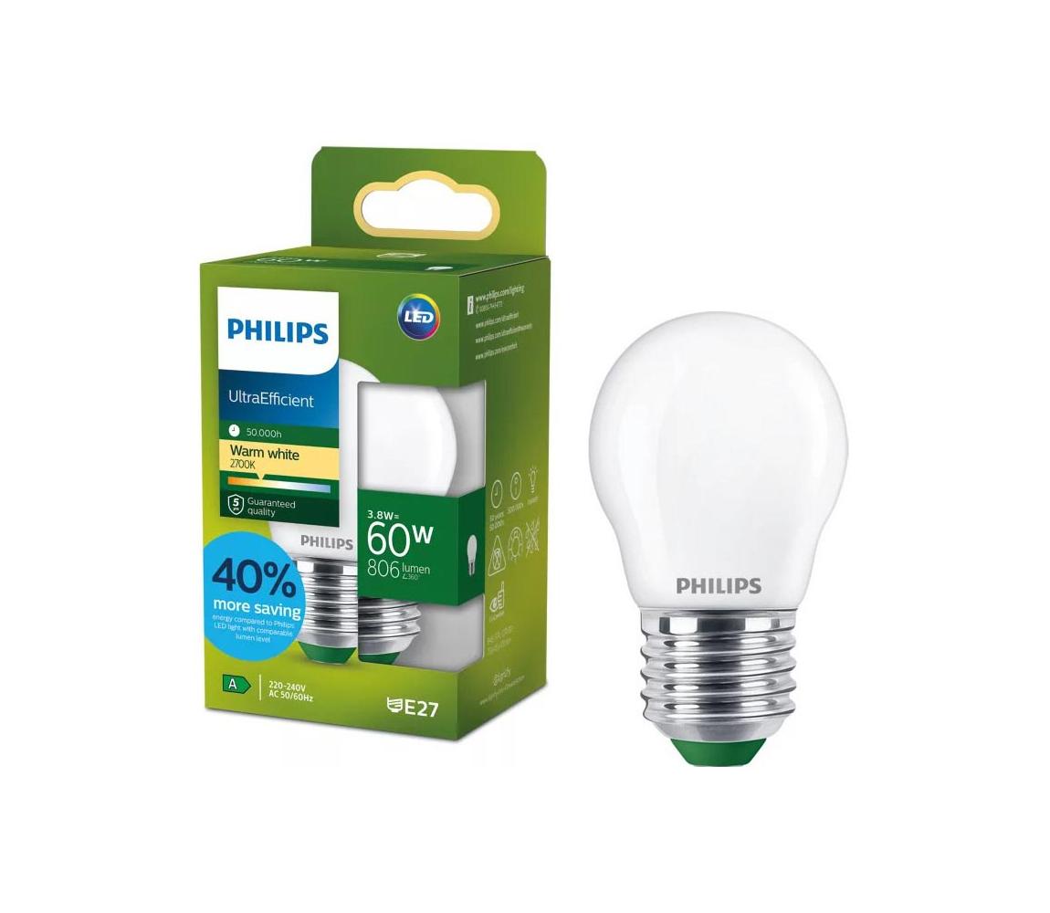 LED žiarovka ULTRAEFFICIENT Philips P45 E27/3,8W/230V 2700K 872110305211700