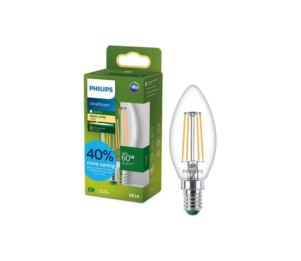 LED žiarovka ULTRAEFFICIENT VINTAGE Philips B35 E14/3,8W/230V 2700K 872110305201800