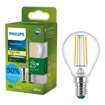 LED Žiarovka ULTRAEFFICIENT VINTAGE Philips P45 E14/1,2W/230V 2700K