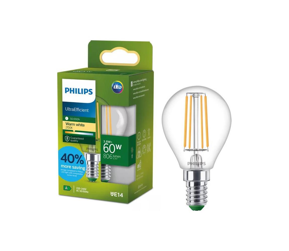 LED žiarovka ULTRAEFFICIENT VINTAGE Philips P45 E14/3,8W/230V 2700K 872110305205600
