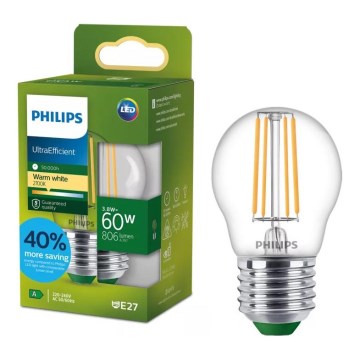 LED žiarovka ULTRAEFFICIENT VINTAGE Philips P45 E27/3,8W/230V 2700K