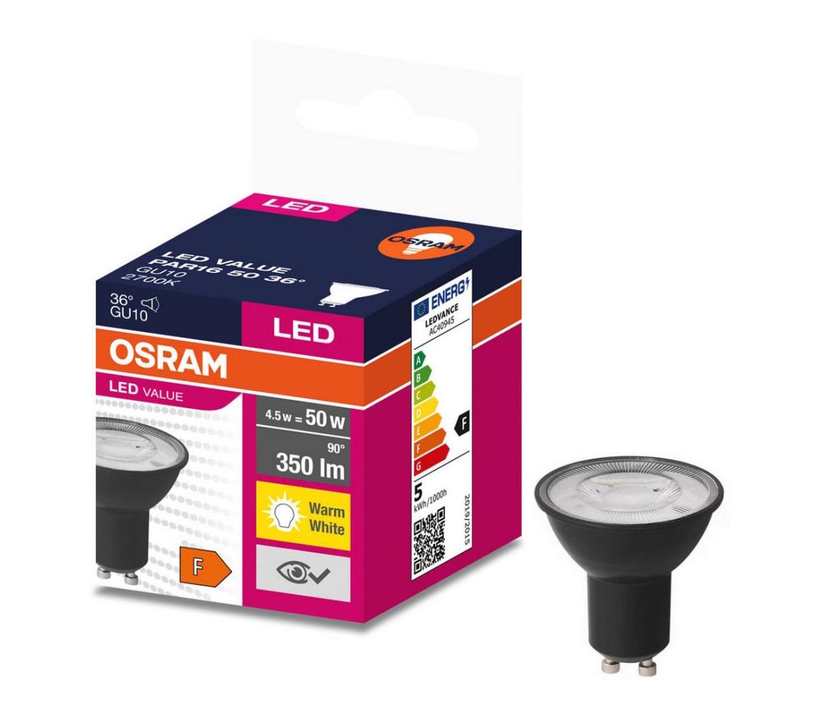 LED Žiarovka VALUE PAR16 GU10/4,5W/230V 2700K 36° čierna - Osram 4058075766334