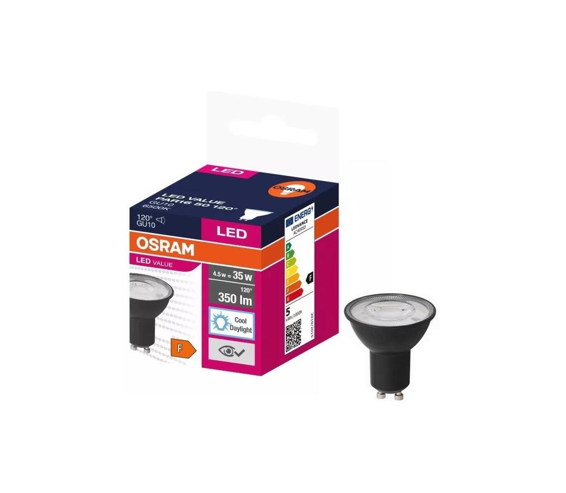 LED Žiarovka VALUE PAR16 GU10/4,5W/230V 6500K 120° čierna - Osram 4058075766488