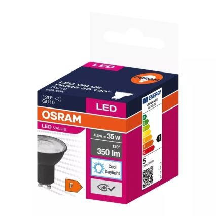 LED Žiarovka VALUE PAR16 GU10/4,5W/230V 6500K 120° čierna - Osram