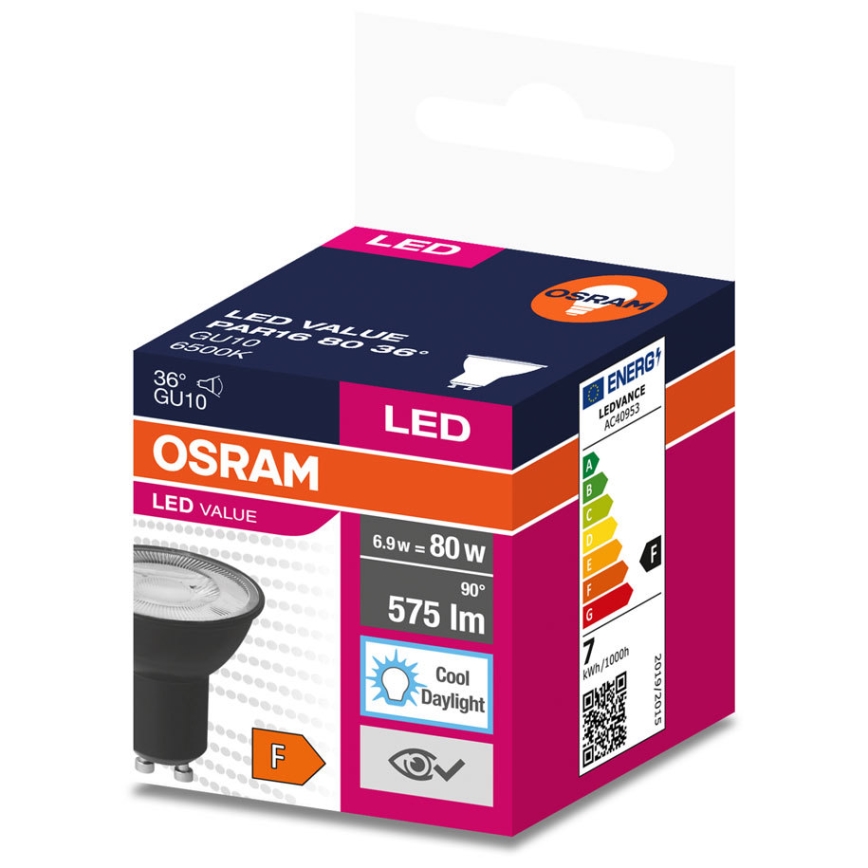 LED Žiarovka VALUE PAR16 GU10/6,9W/230V 4000K 36° čierna - Ledvance