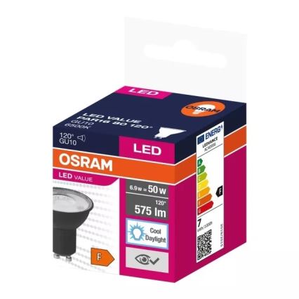 LED Žiarovka VALUE PAR16 GU10/6,9W/230V 6500K 120° čierna - Ledvance