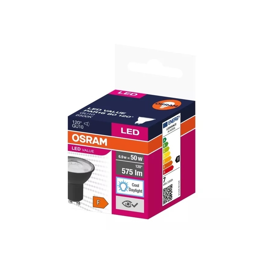 LED Žiarovka VALUE PAR16 GU10/6,9W/230V 6500K 120° čierna - Ledvance