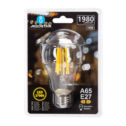 LED žiarovka VINTAGE A65 E27/18W/230V 2700K - Aigostar
