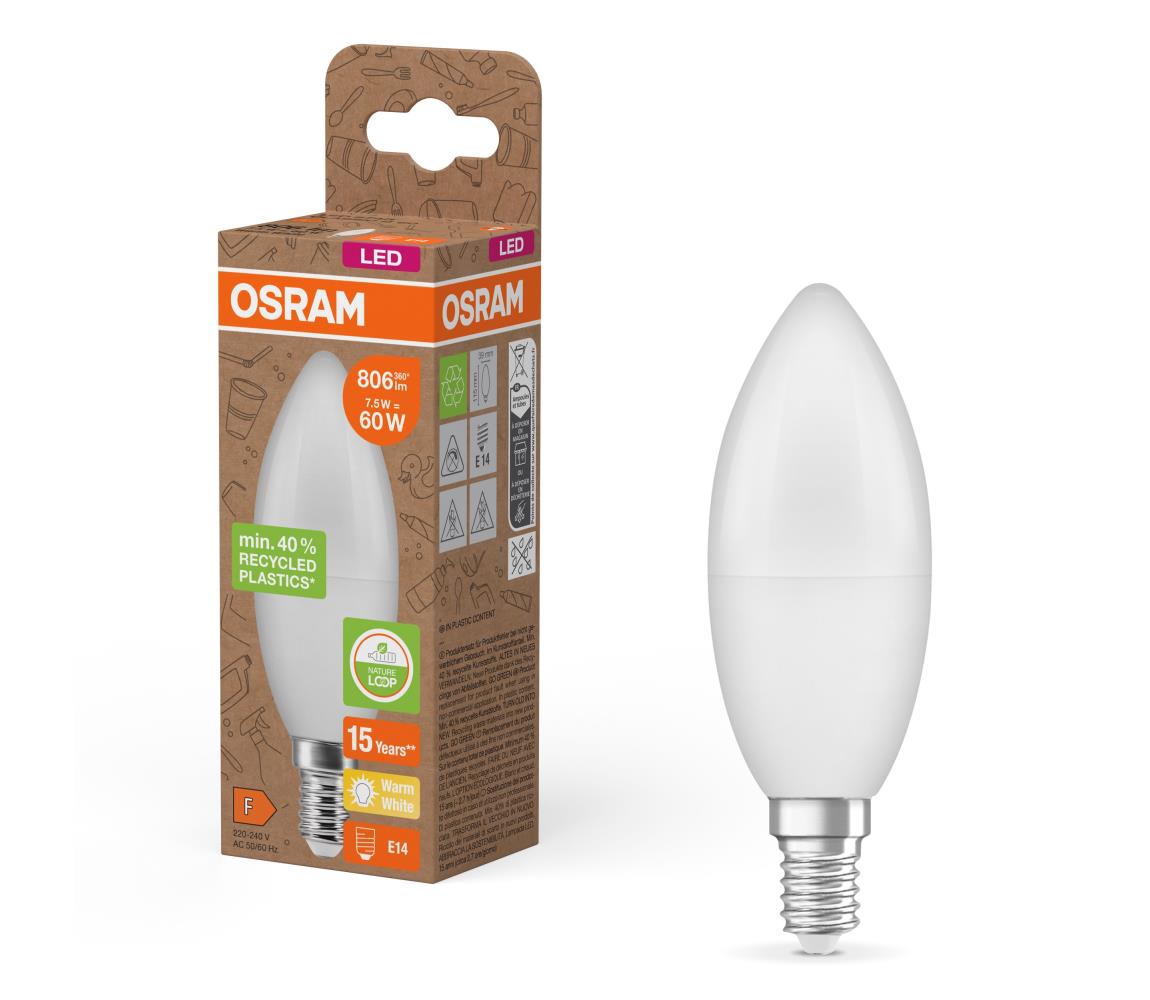 LED žiarovka z recyklovaného plastu B39 E14/7,5W/230V 2700K - Osram 4058075832008