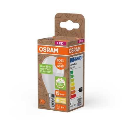 LED žiarovka z recyklovaného plastu P45 E14/7,5W/230V 2700K - Osram