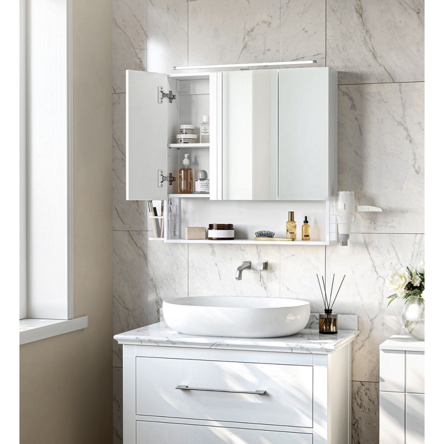 LED zrkadlová kúpeľňová skrinka SKY 70x70x16 cm 230V biela