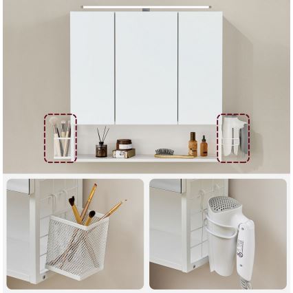 LED zrkadlová kúpeľňová skrinka SKY 70x70x16 cm 230V biela
