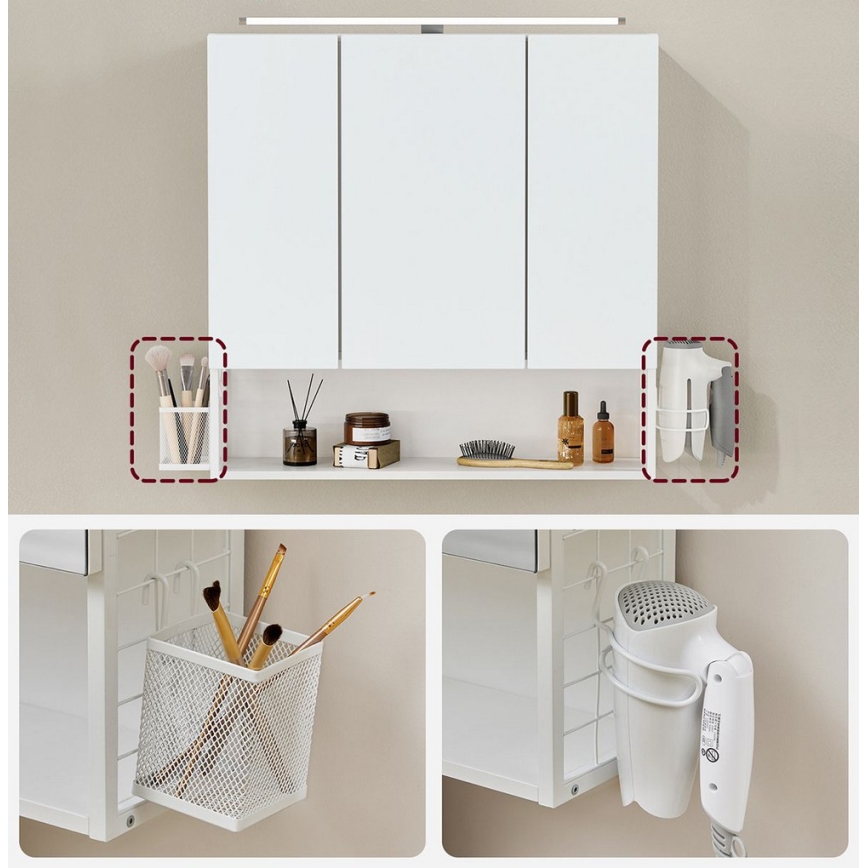 LED zrkadlová kúpeľňová skrinka SKY 70x70x16 cm 230V biela