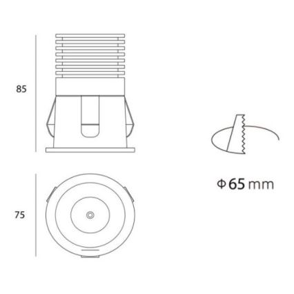 LED2 - LED Bodové zápustné svietidlo RAY LED/10W/230V biela IP44