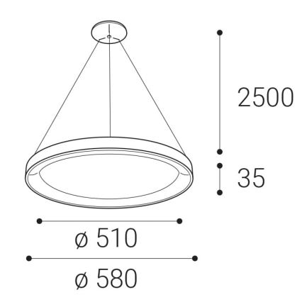 LED2 - LED Luster na lanku BELLA LED/48W/230V 3000K/4000K čierna