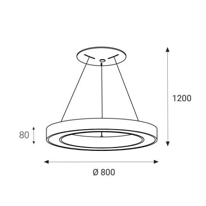 LED2 - LED Luster na lanku SATURN LED/80W/230V 3000K pr. 80 cm biela