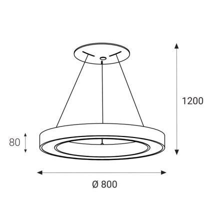 LED2 - LED Luster na lanku SATURN LED/80W/230V 3000K pr. 80 cm čierna