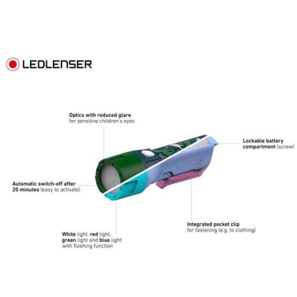 Ledlenser KIDBEAM4 RAINBOW - LED stmievateľná detská baterka LED/2xAAA IP44 fialová