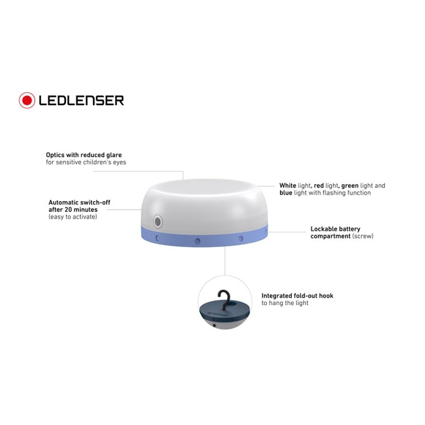 Ledlenser KIDCAMP6 RAINBOW - stmievateľná prenosná LED lampa LED/3xAAA IP44 modrá
